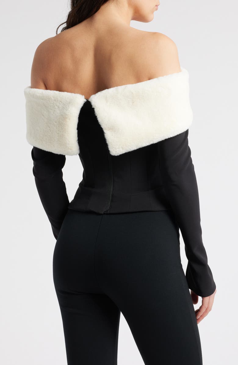 Mistress Rocks Faux Fur Trim Corset Top, Alternate, color,