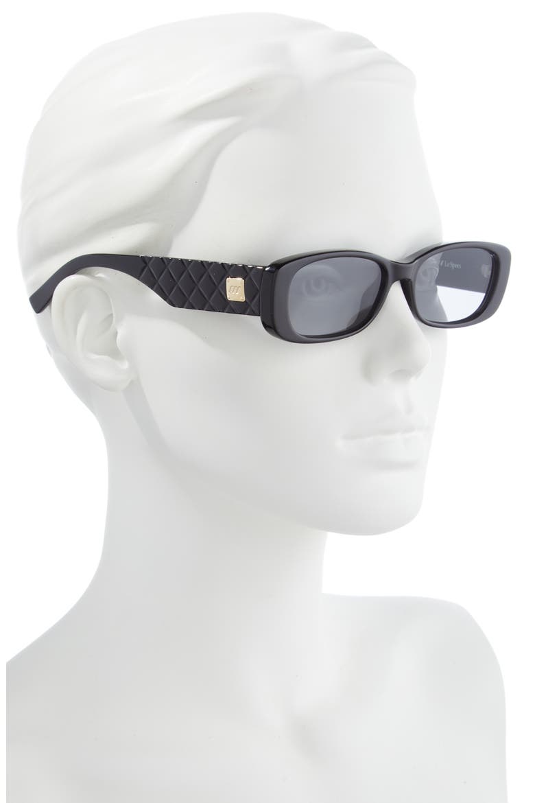 Unreal 52mm Quilted Square Sunglasses, Alternate, color, BLACK