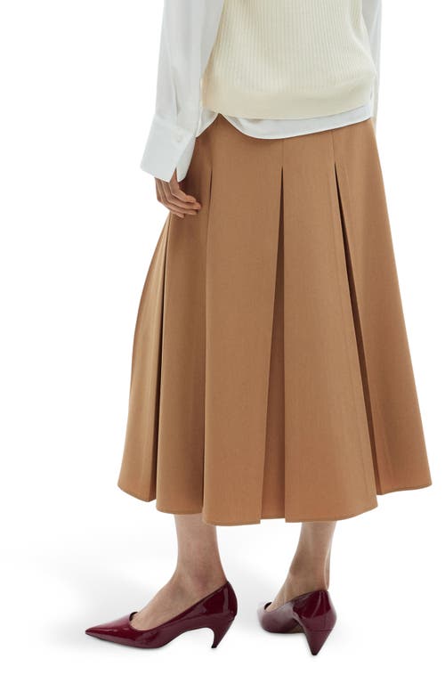 Mango Godet Midi Skirt In Medium Brown