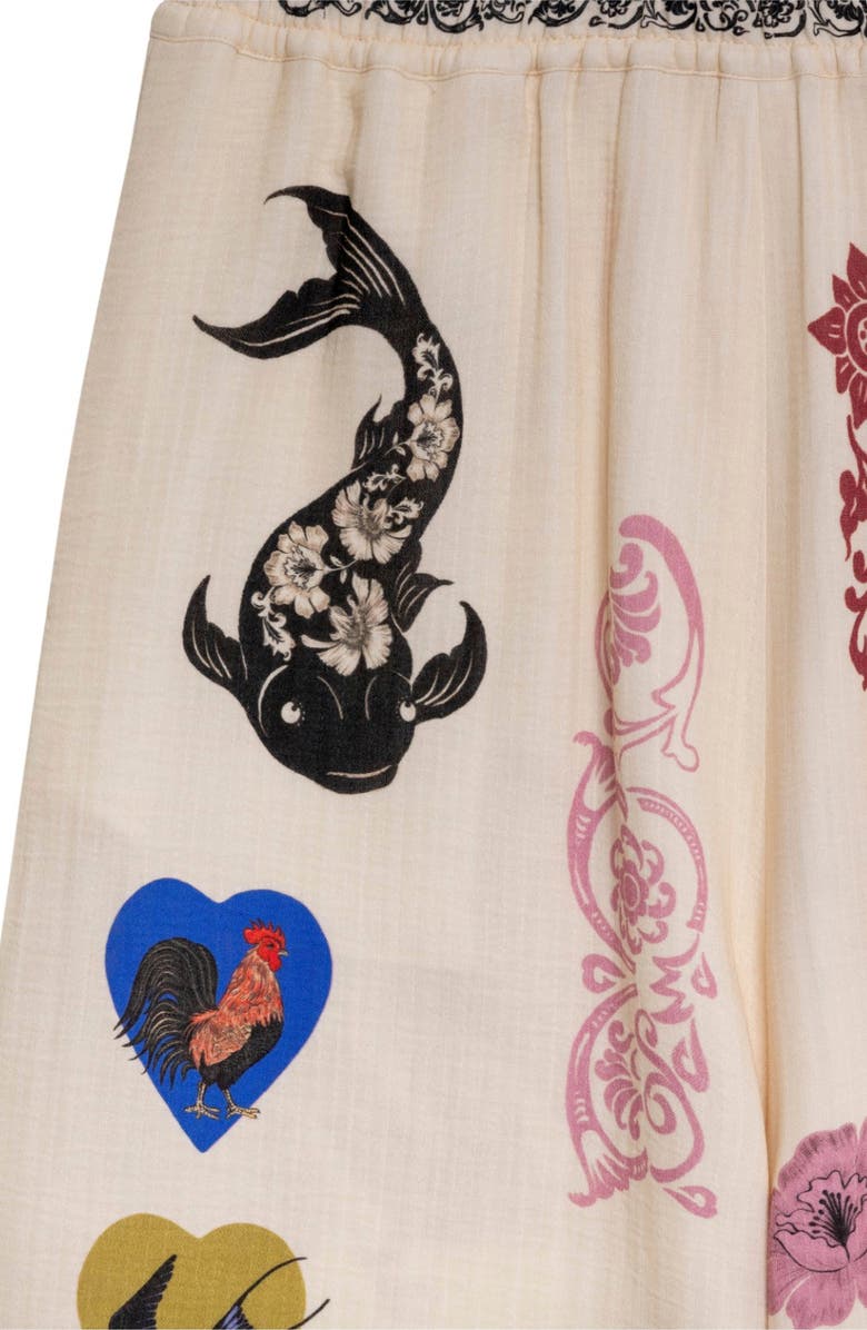 Agua Bendita Winter Matches Wide Leg Cover-Up Pants, Alternate, color, White Multi