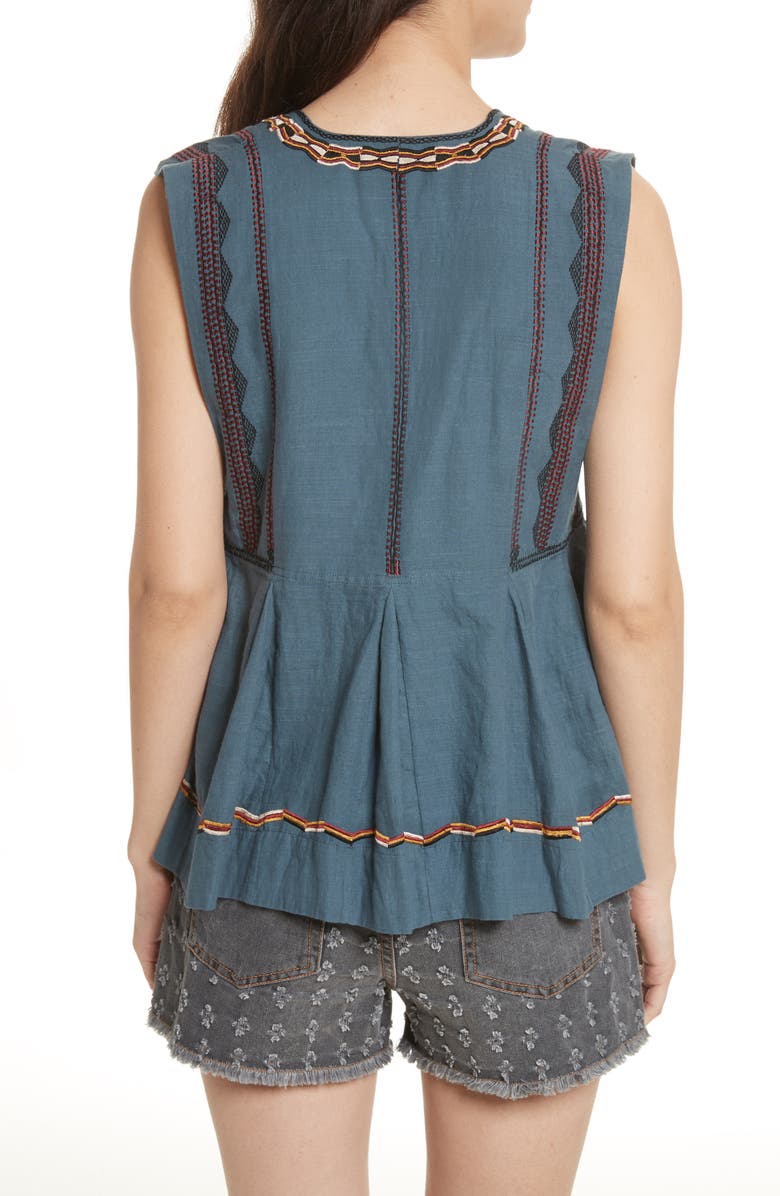 Isabel Marant Étoile Barney Embroidered Top, Alternate, color, 