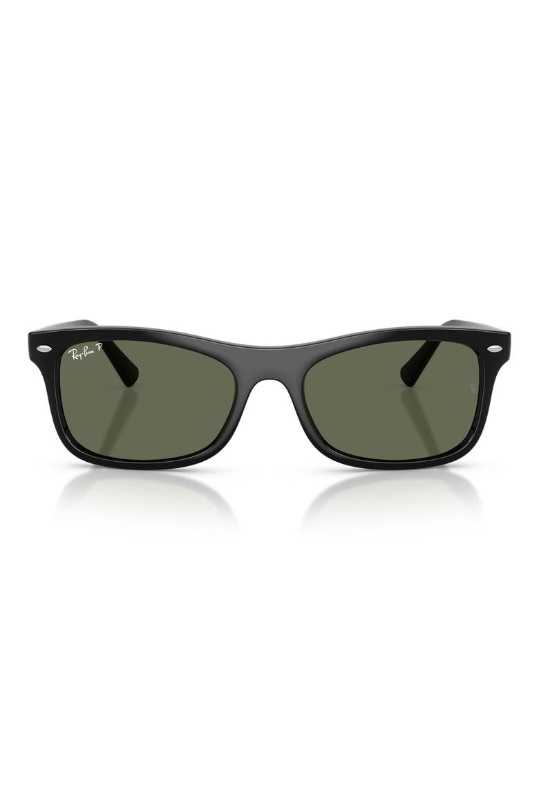 54mm Polarized Square Sunglasses, Main, color, BLACK / POLAR GREEN