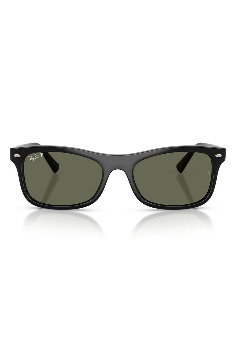 Ray-Ban 54mm Polarized Square Sunglasses, Main, color, Black / Polar Green