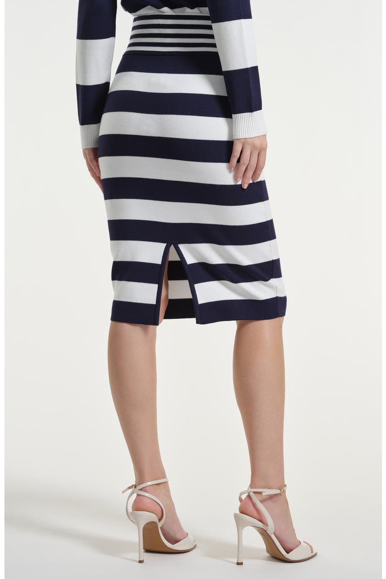 Mixed Stripe Knit Skirt, Alternate, color, NAVY/ WHITE