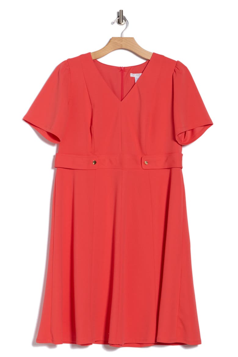 Tab Waist Midi Dress, Alternate, color, CAYENNE