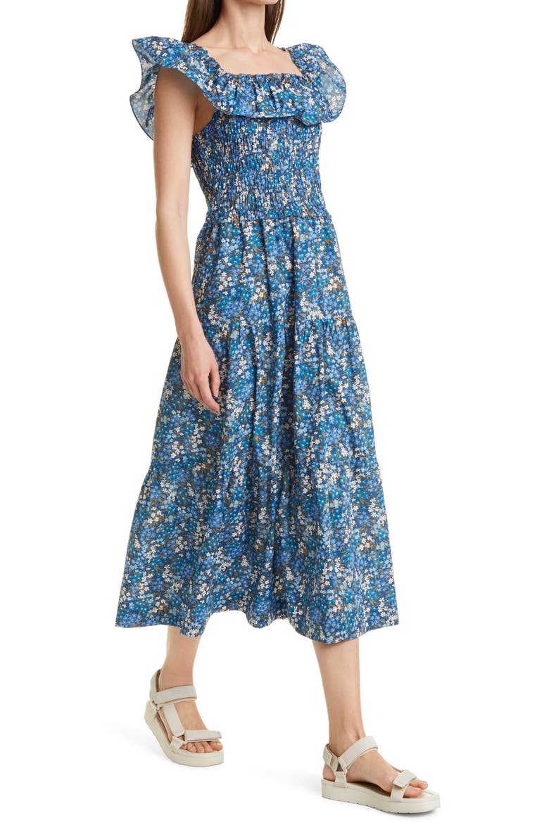 Sea Lissa Liberty Floral Cotton Sundress, Alternate, color, BLUE