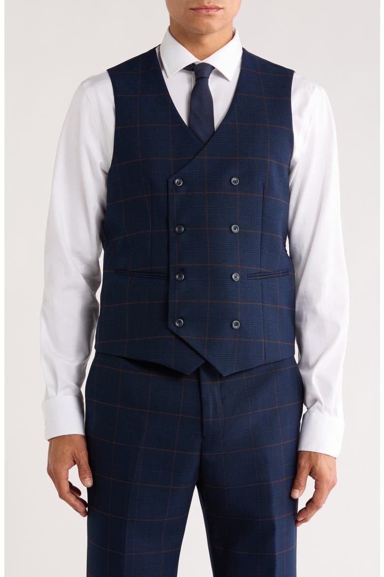 Glen Plaid Double Breasted 3-Piece Suit, Alternate, color, NAVY