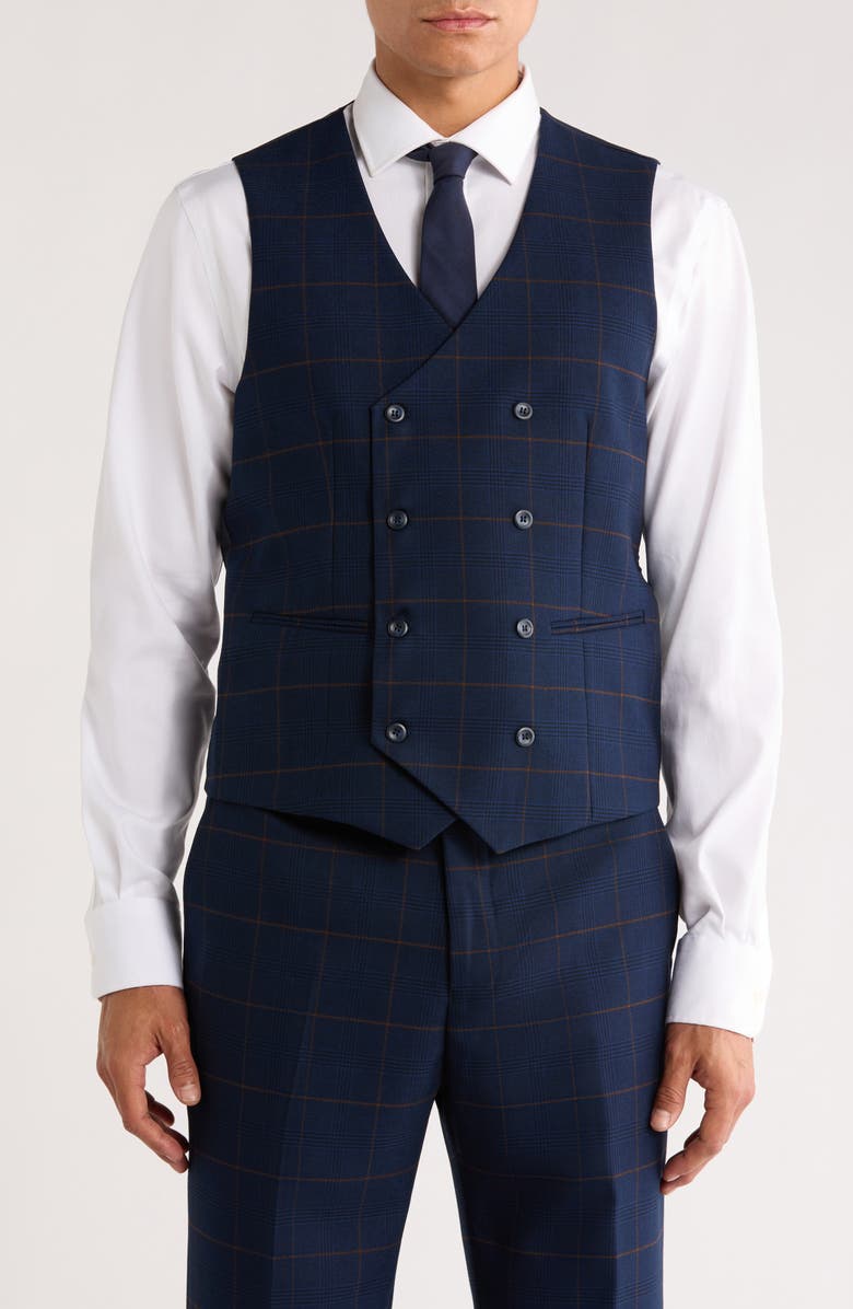 ZEGARIE Glen Plaid Double Breasted 3-Piece Suit, Alternate, color, Navy