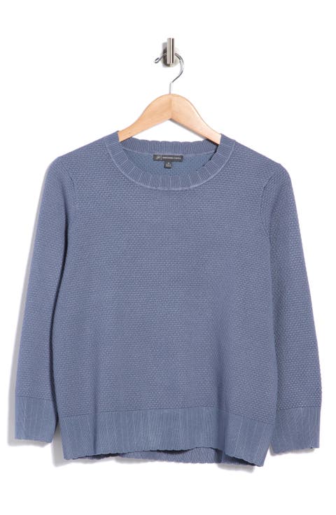 Scalloped Three-Quarter Sleeve Sweater
