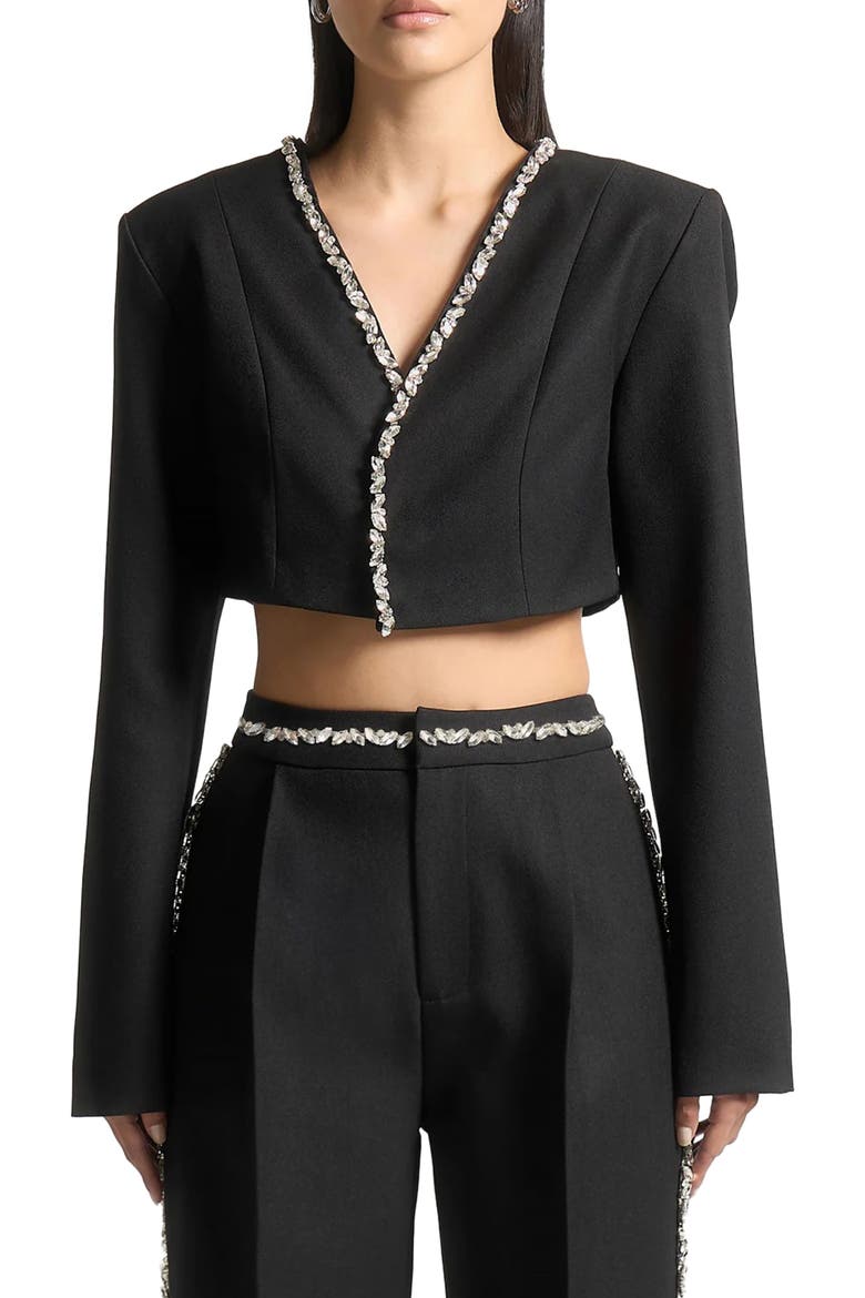 Embellished Cropped Blazer, Main, color, Black
