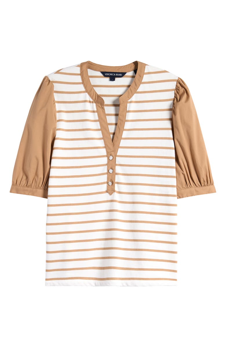 Veronica Beard Kellie Stripe Top, Alternate, color, Off White/Khaki