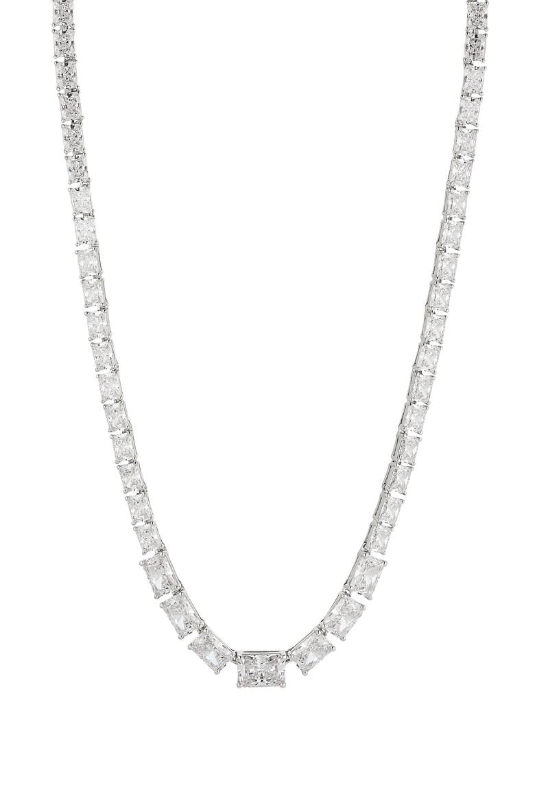 Isle Cubic Zirconia Collar Necklace, Main, color, RHODIUM
