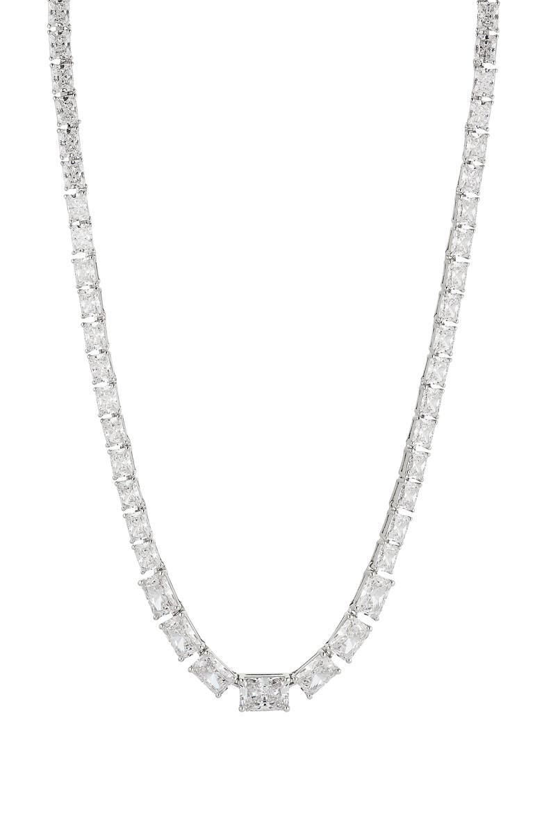 Nadri Isle Cubic Zirconia Collar Necklace, Main, color, Rhodium