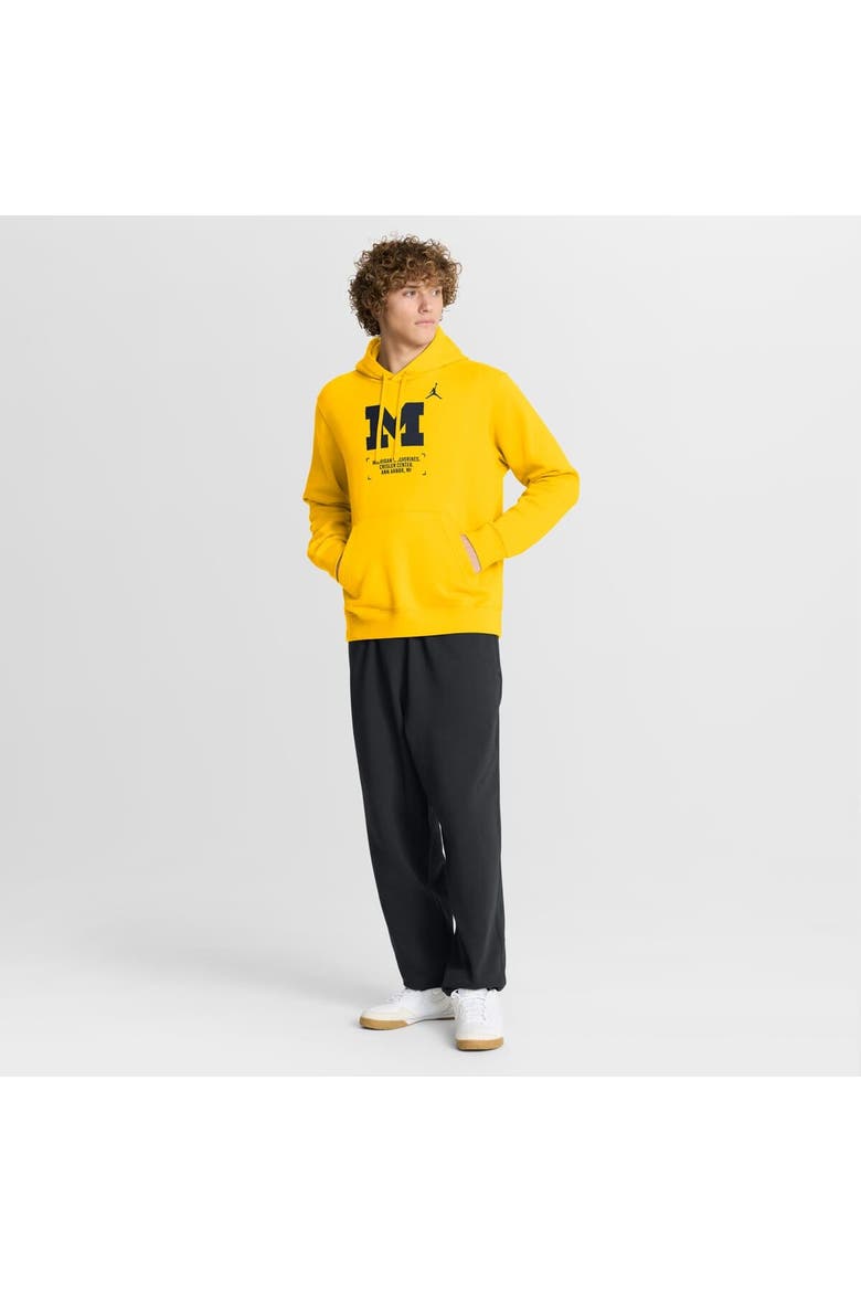 Men's Jordan Brand Maize Michigan Wolverines Basketball Two-Hit Club Fleece Pullover Hoodie, Alternate, color, Maize