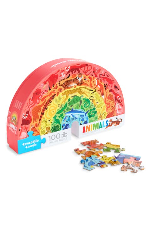 Kids' Rainbow Animals 100-Piece Shaped Box Puzzle