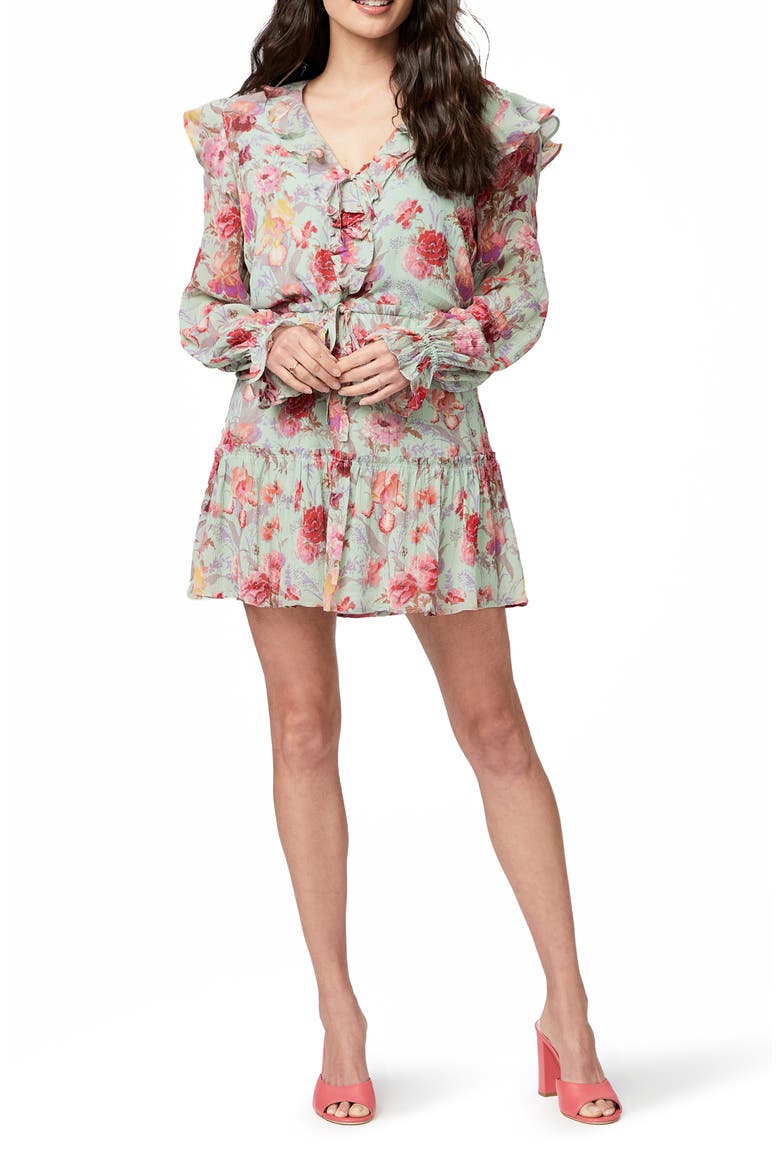 Garcelle Floral Long Sleeve Silk Dress, Alternate, color, MINTMULTI