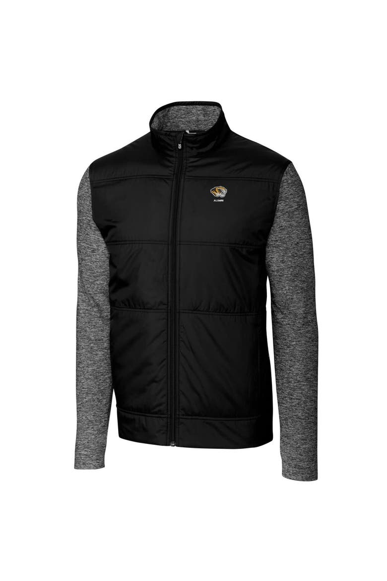 Men's Cutter & Buck Black Missouri Tigers Alumni Logo Stealth Hybrid Quilted Full-Zip Windbreaker Jacket, Alternate, color, Black