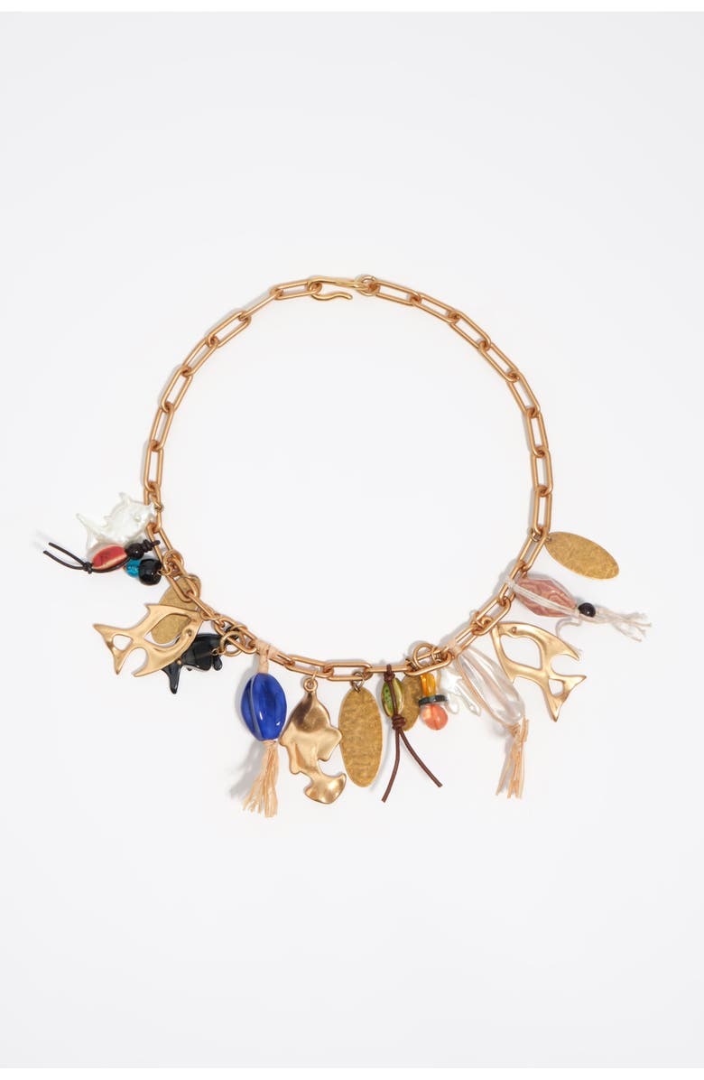 Bimba y Lola Necklace With Fish And Ceramics, Main, color, Gold