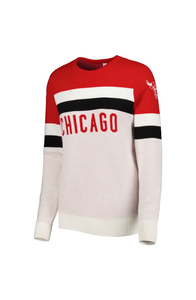 LUSSO Women's Lusso Red/Cream Chicago Bulls Dominique Pullover Sweater, Alternate, color, Red