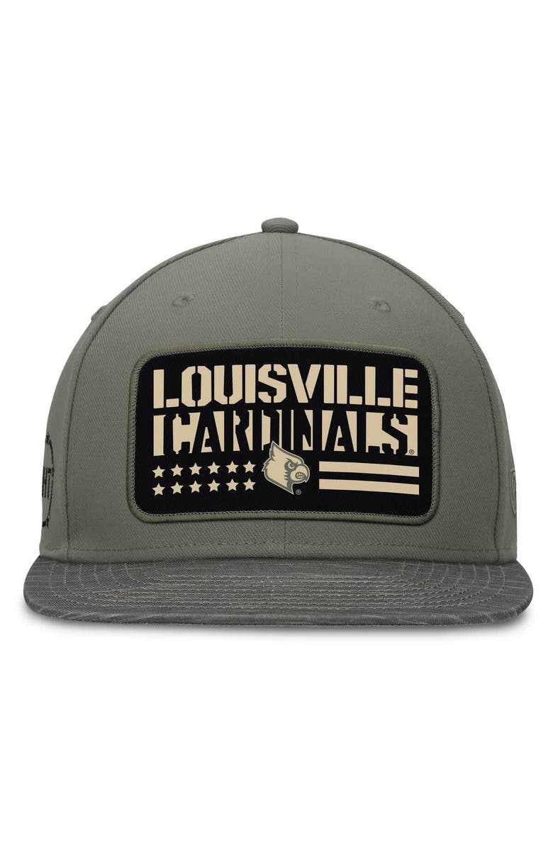 TOP OF THE WORLD Men's Top of the World Green Louisville Cardinals OHT Rebel Snapback Hat, Alternate, color, 