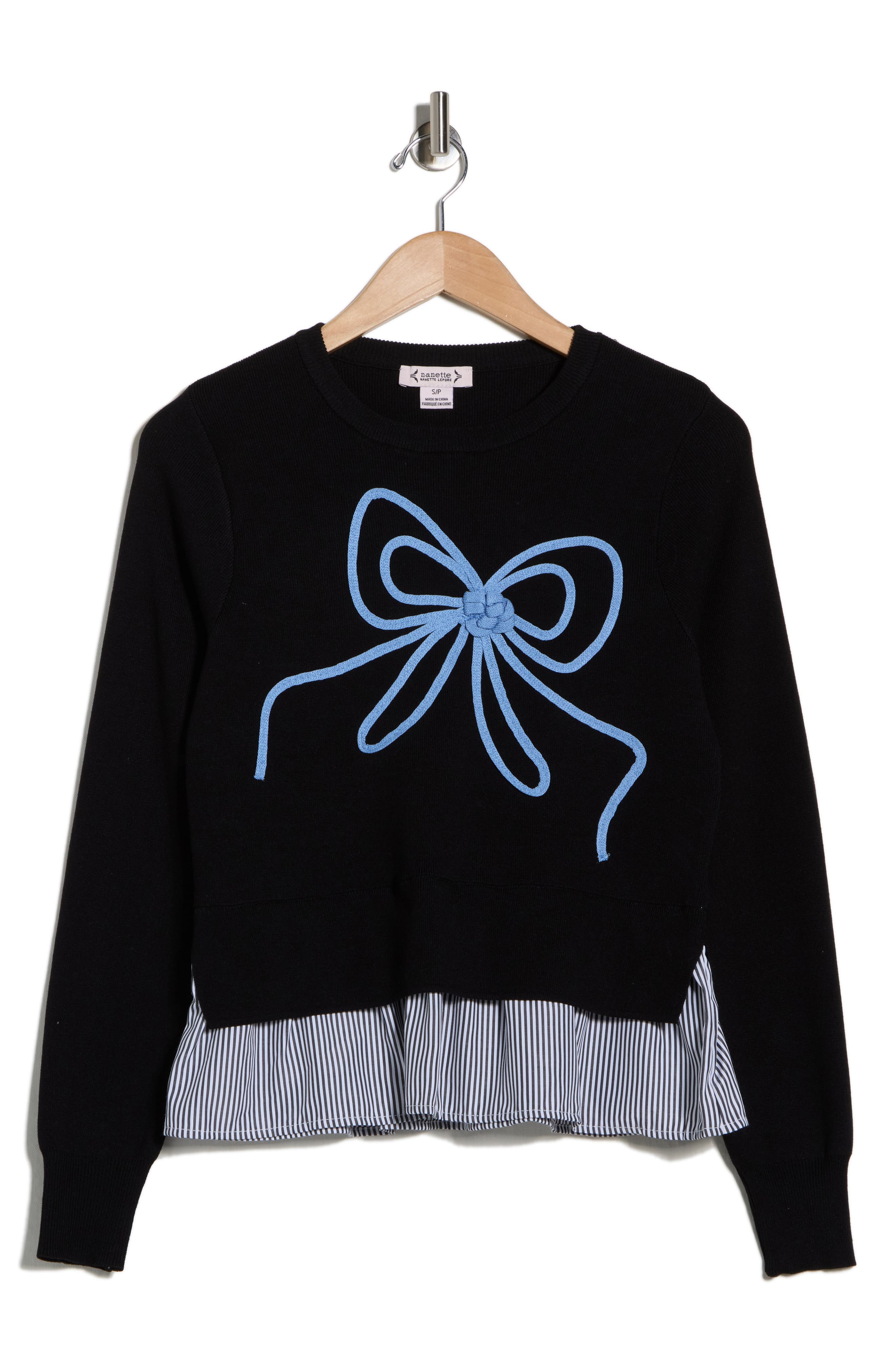 Nanette Lepore Soutache Bow Twofer Sweater