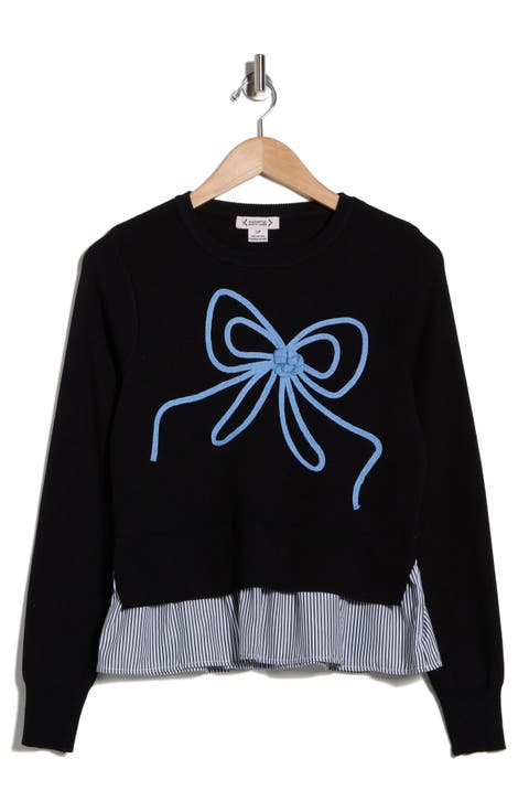 Soutache Bow Twofer Sweater