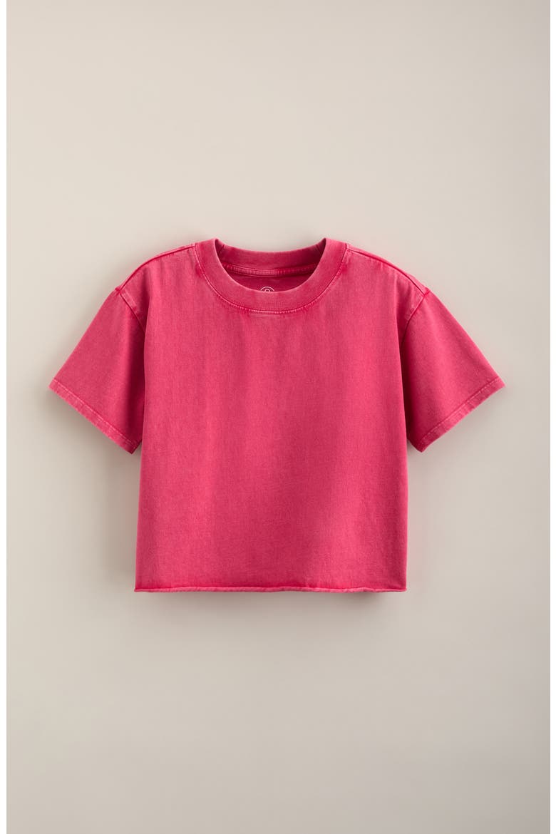 Kids' Crop Cotton T-Shirt, Main, color, PINK ELECTRIC