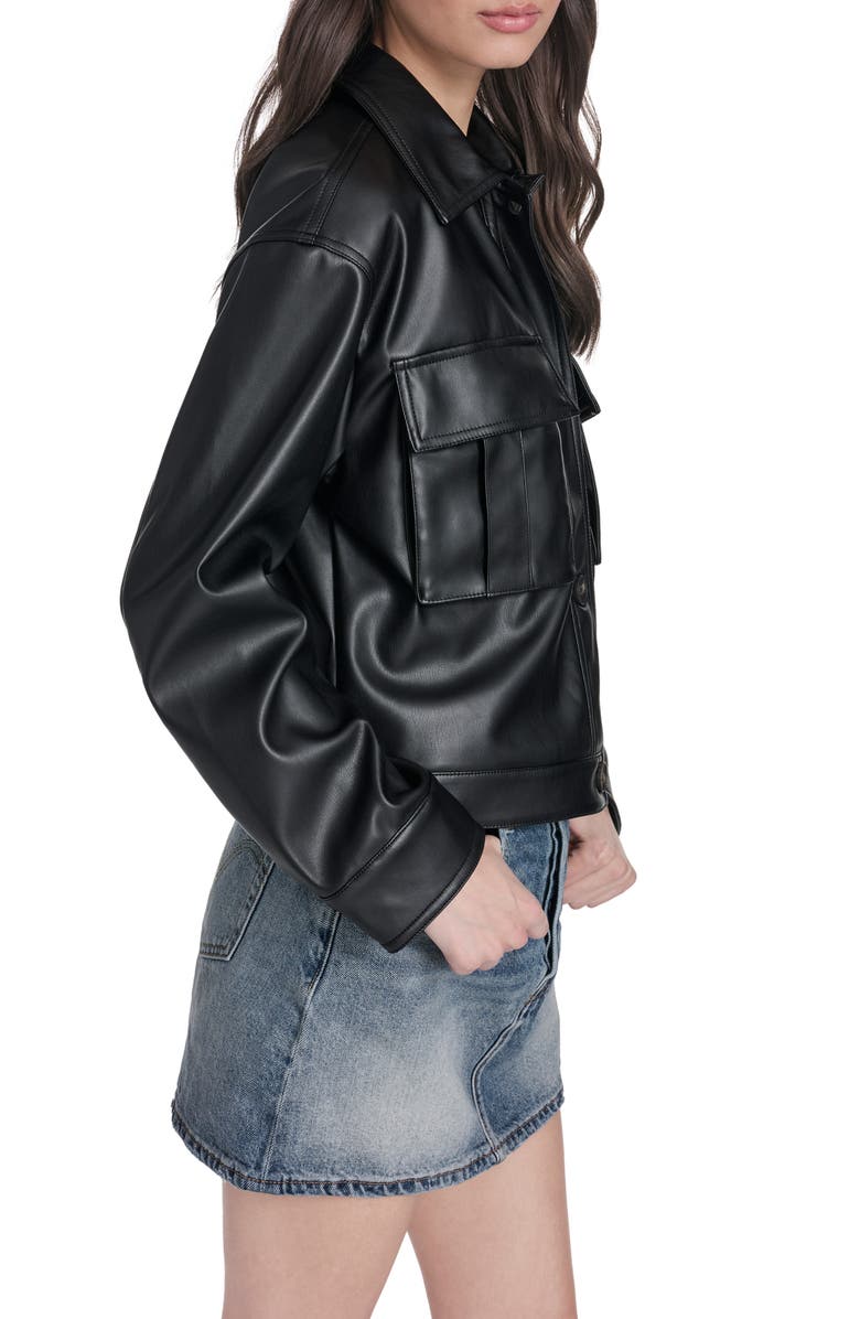 Levi's Faux Leather Shirt Jacket, Alternate, color, Black