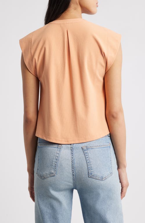 Shop Wit & Wisdom Embellished Cap Sleeve Button-up Shirt In Autumn Sunset