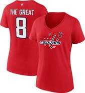 FANATICS Women's Fanatics Alexander Ovechkin Athletic Red Washington Capitals NHL All-Time Leading Goal Scorer The Great 8 Name & Number V-Neck T-Shirt