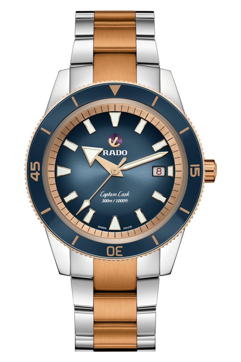 Captain Cook Automatic Bracelet Watch, 42mm, Main, color, BLUE