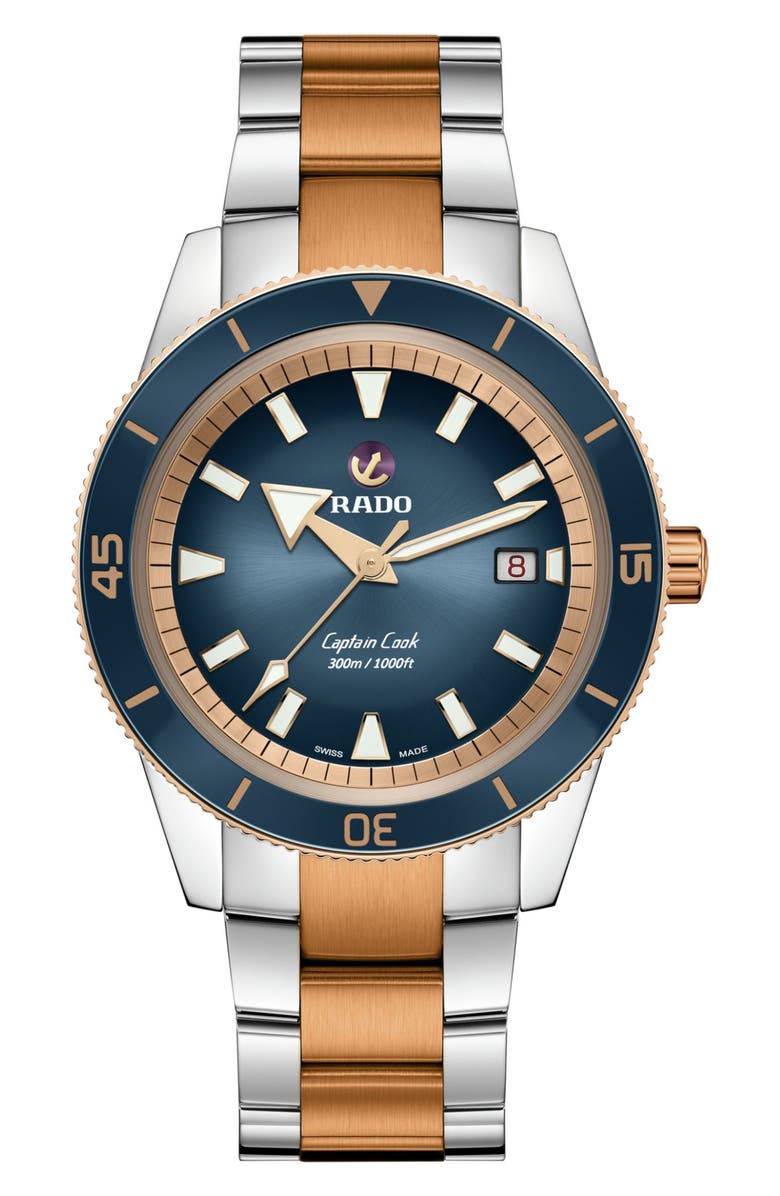 RADO Captain Cook Automatic Bracelet Watch, 42mm, Main, color, Blue