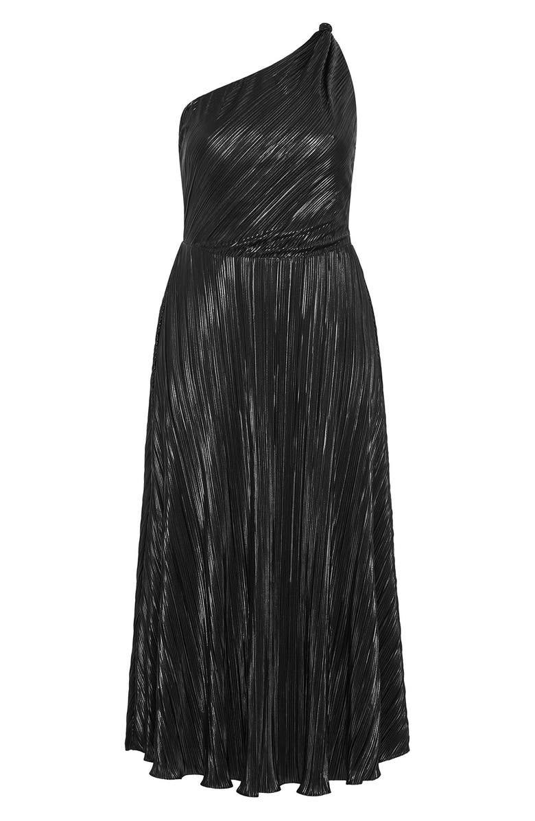City Chic Kamila Metallic One-Shoulder Maxi Dress, Alternate, color, Black
