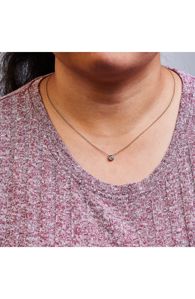 Haus of Brilliance 10K Rose Gold 1/3 Carat Diamond Modern Bezel-Set Solitaire Pendant Necklace, Alternate, color, Pink