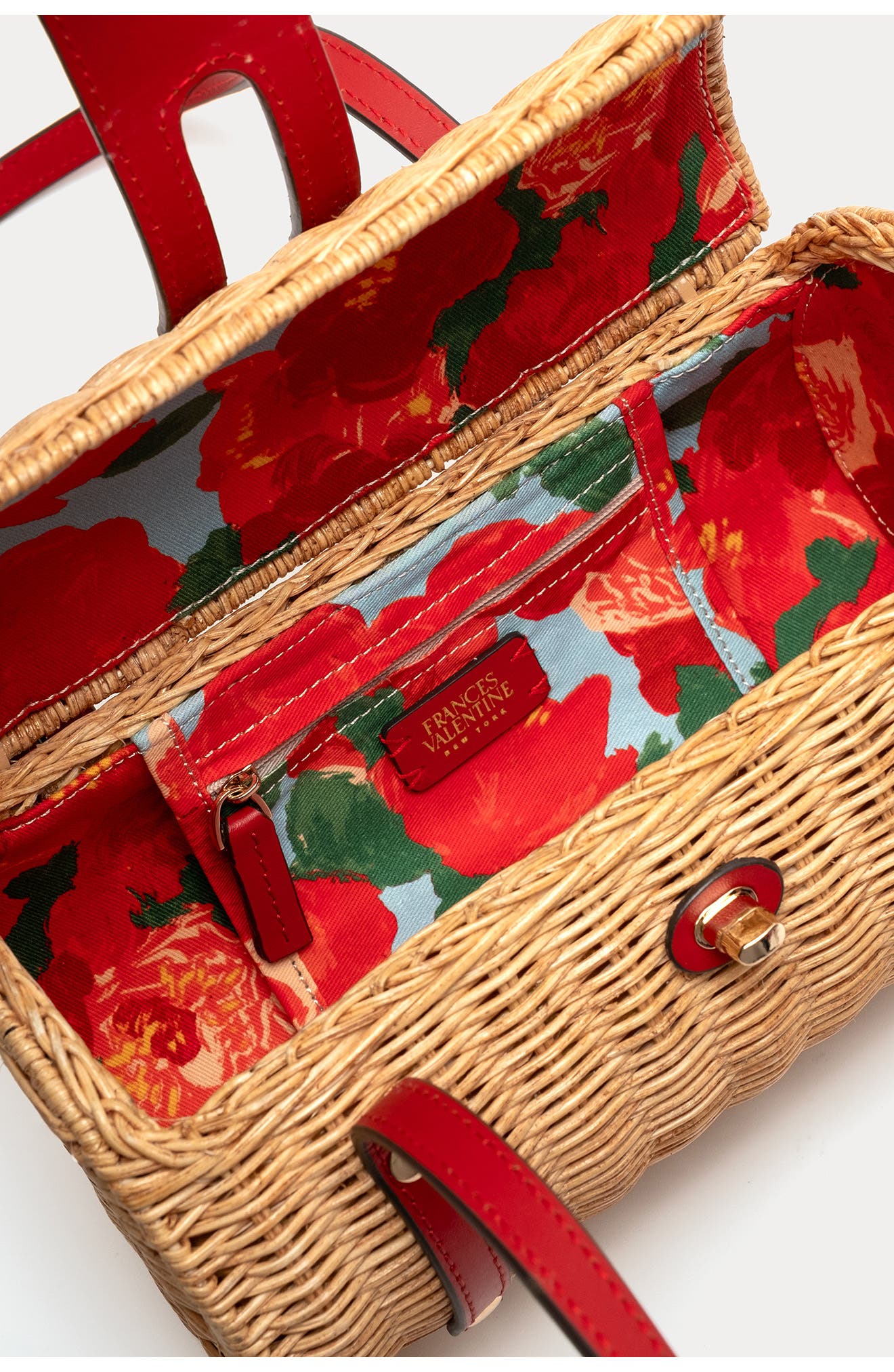 Dottie Wicker Basket Bag, Alternate, color, RED