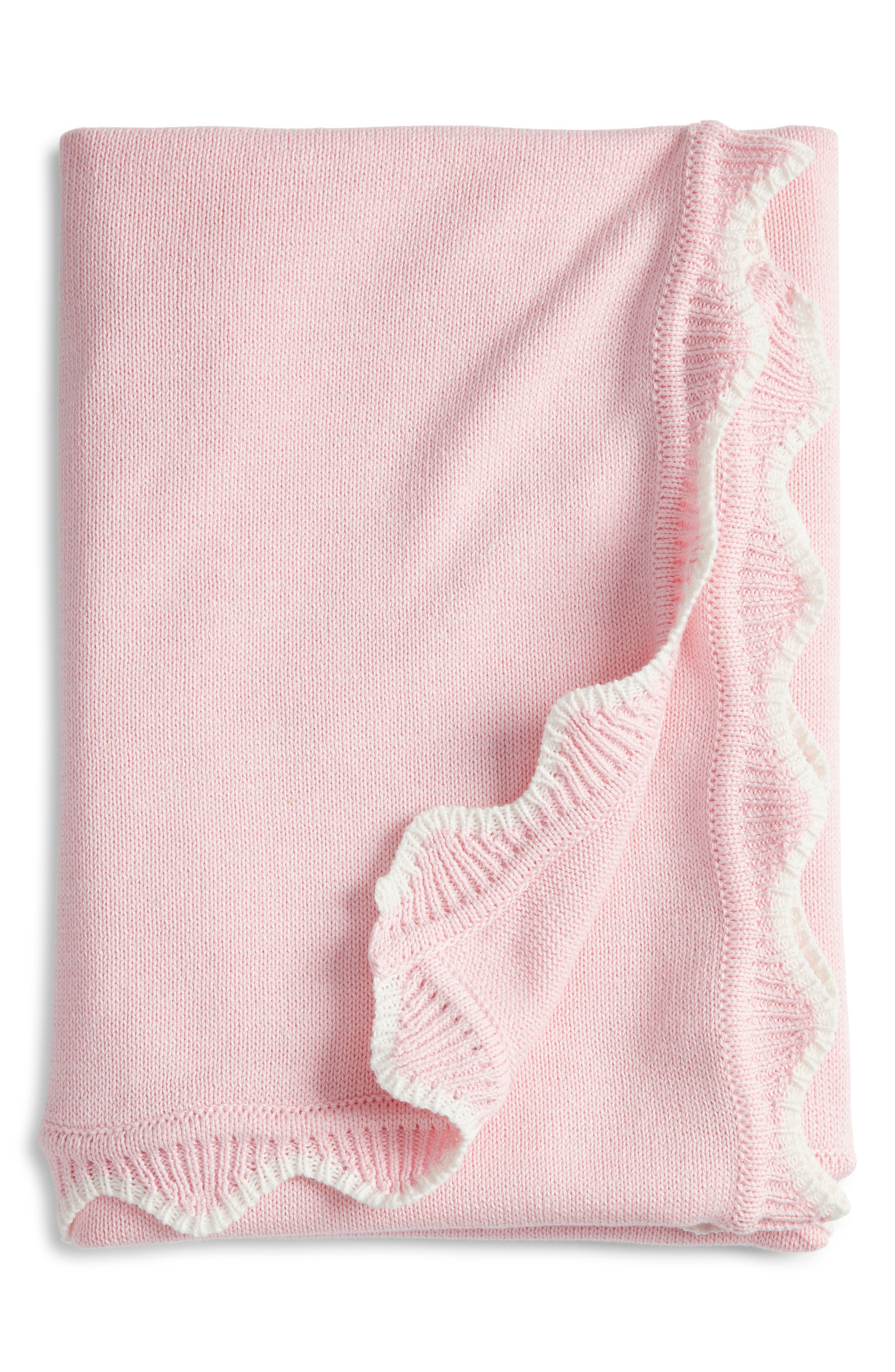 WEEZIE Scallop Trim Baby Blanket in Light Pink 