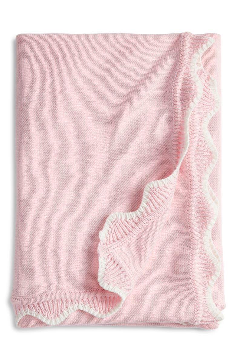 WEEZIE Scallop Trim Baby Blanket, Main, color, Light Pink