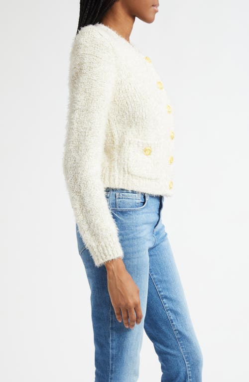 L'agence Una Crop Eyelash Tweed Cardigan In Neutral