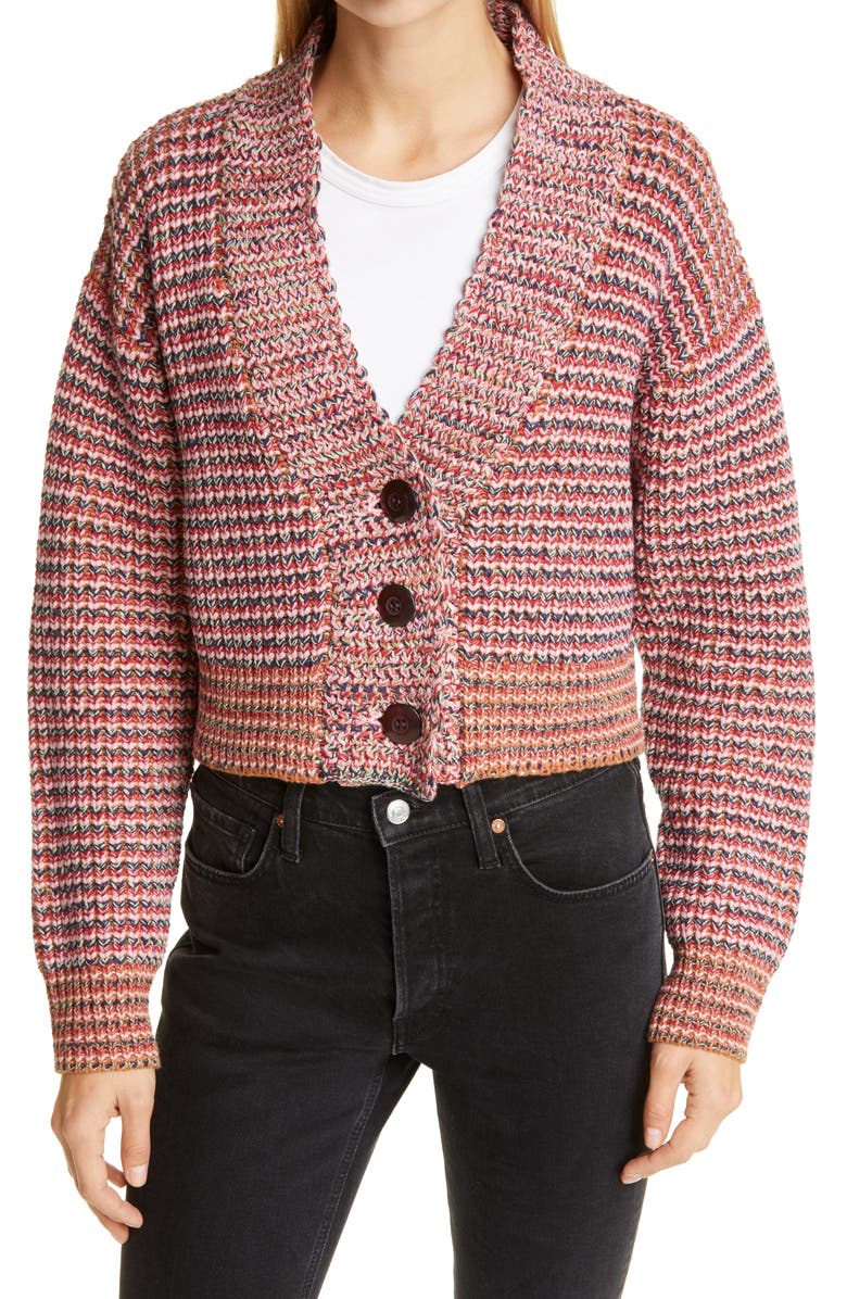 THE GREAT. Montana Cropped Cotton Blend Cardigan, Main, color, 
