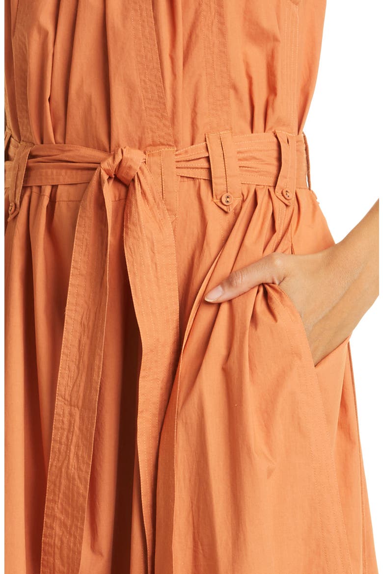 Joni Halter Neck Cotton Dress, Alternate, color, CLAY