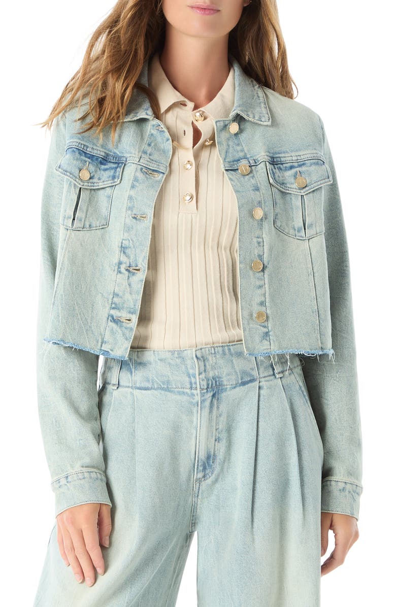DO by Dee Ocleppo Talia Crop Raw Hem Denim Jacket, Main, color, Artic