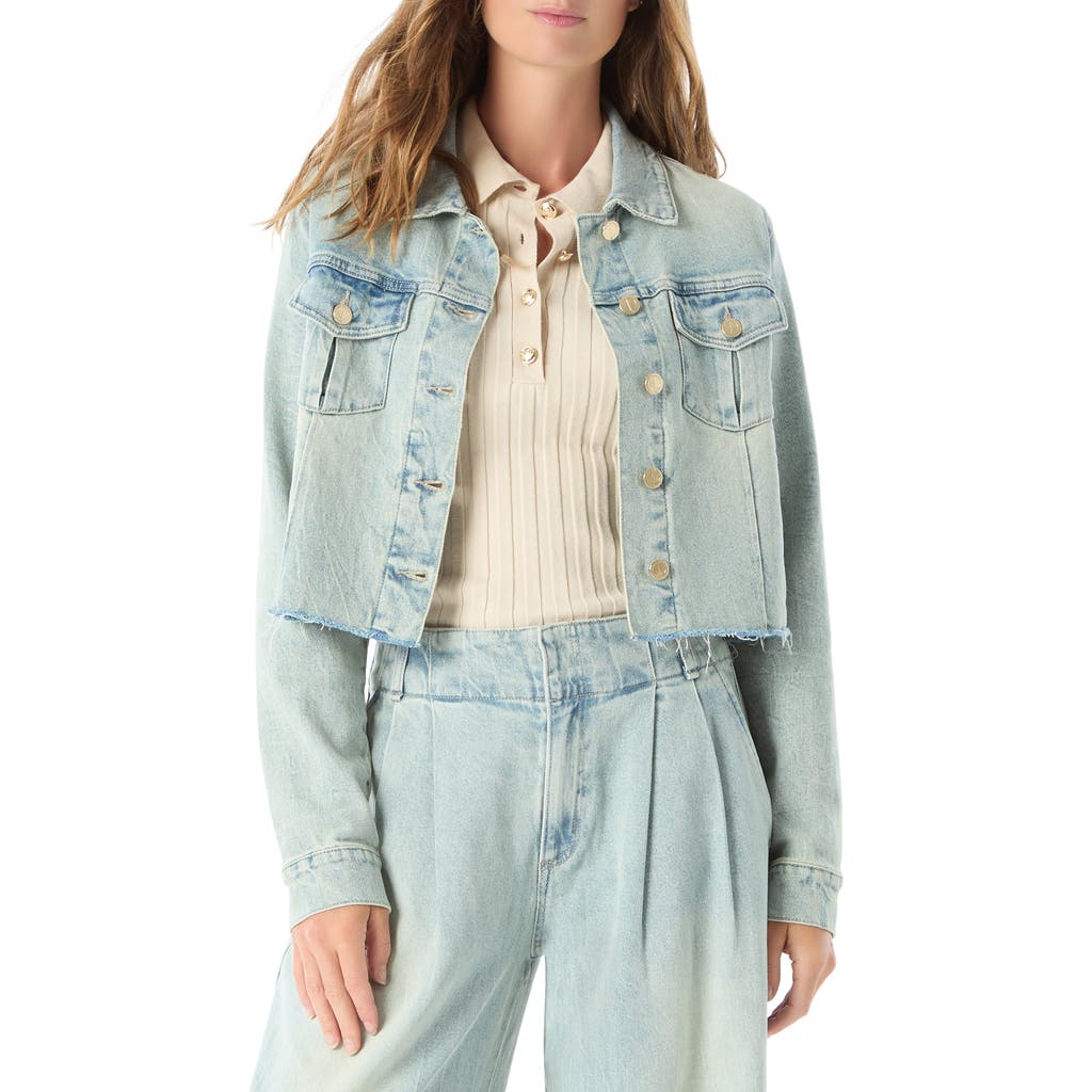 Do By Dee Ocleppo Talia Crop Raw Hem Denim Jacket In White