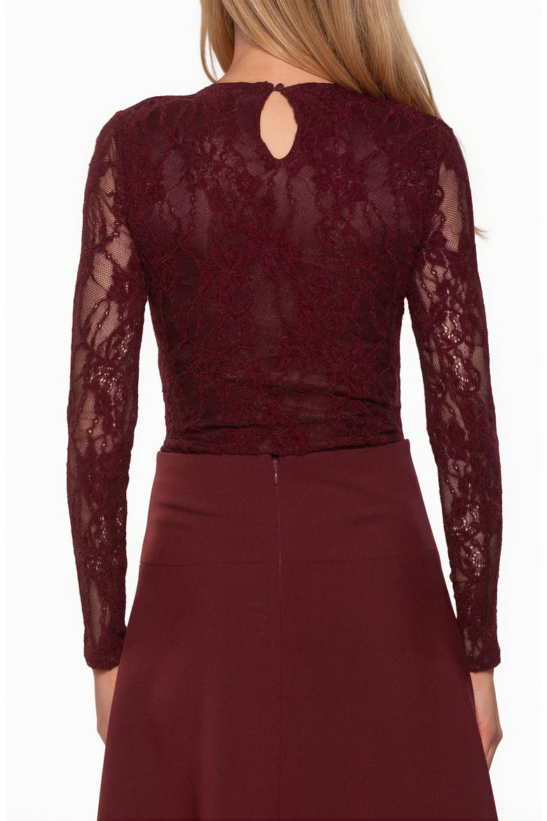 Celine Stretch Lace Bodysuit, Alternate, color, BURGUNDY