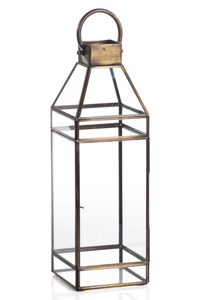 Medici Antique Brass Lantern, Main, color, GOLD