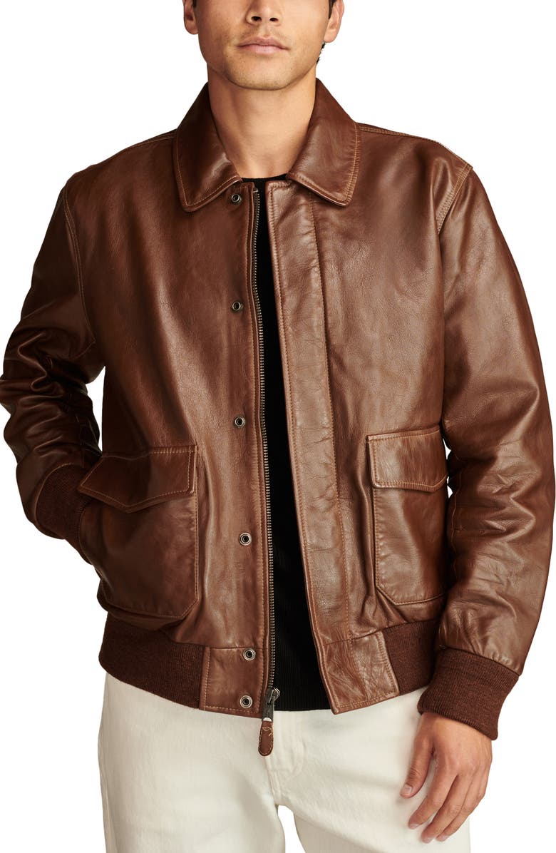Lucky Brand A-2 Leather Flight Jacket, Main, color, 