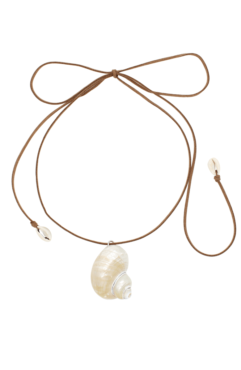 Velvet Luna Seashell Suede Wrap Necklace, Main, color, Brown