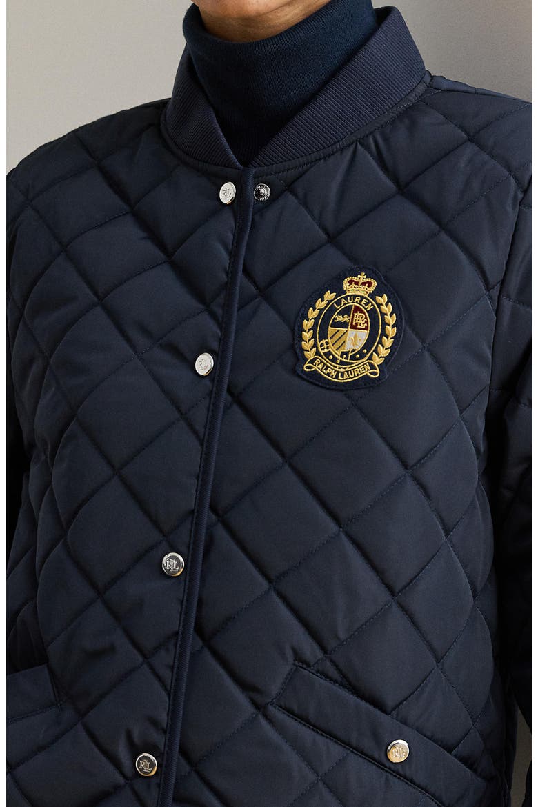 Logo Crest Quilted Jacket, Alternate, color, DK NAVY