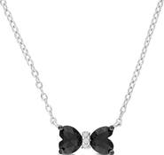 DELMAR Black Diamond & White Diamond Bow Pendant Necklace