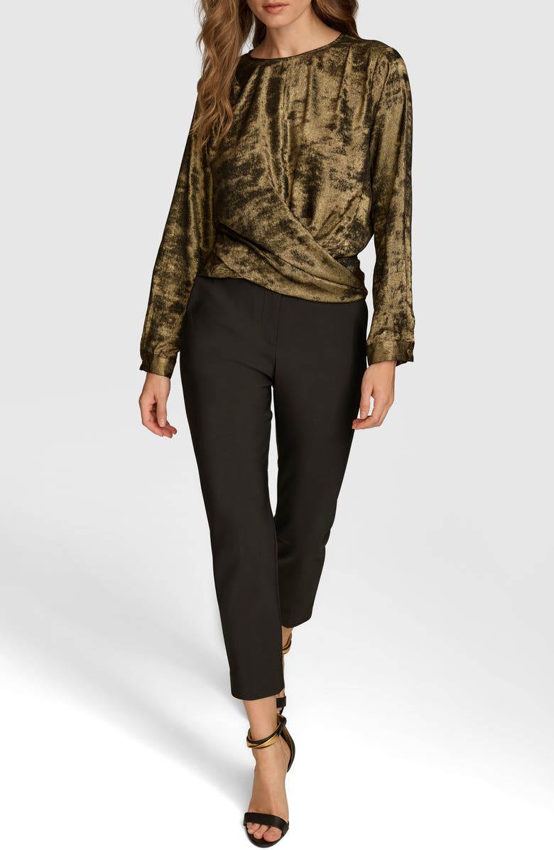 Donna Karan New York Metallic Faux Wrap Top, Alternate, color, 