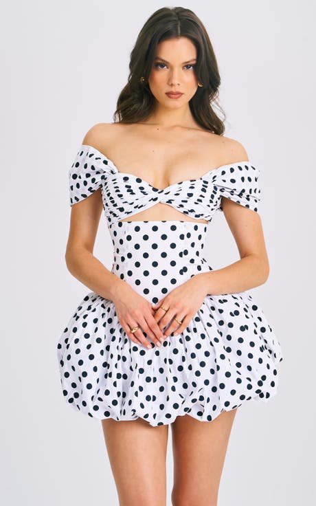 Umikaa Polka Dots Bubble Hem Mini Dress